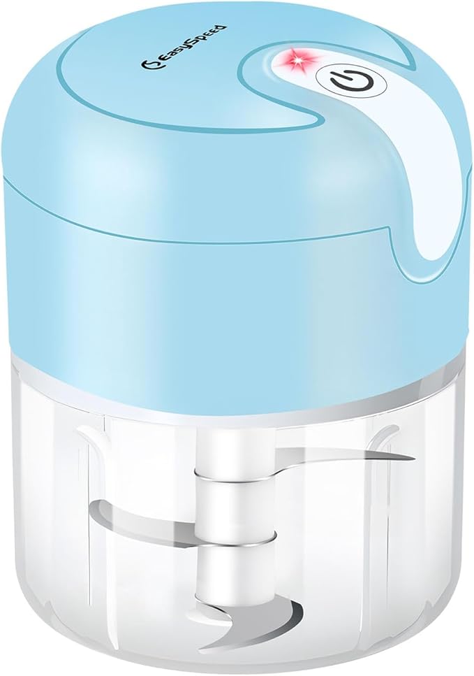 EASYSPEED Electric Garlic Chopper 1Cup, Mini USB Charging Wireless Food Processor with 304 Stainless Steel, 3 Sharp Blades, Portable Kitchen Meat Grinder for Onion, Garlic, Ginger, Baby Food