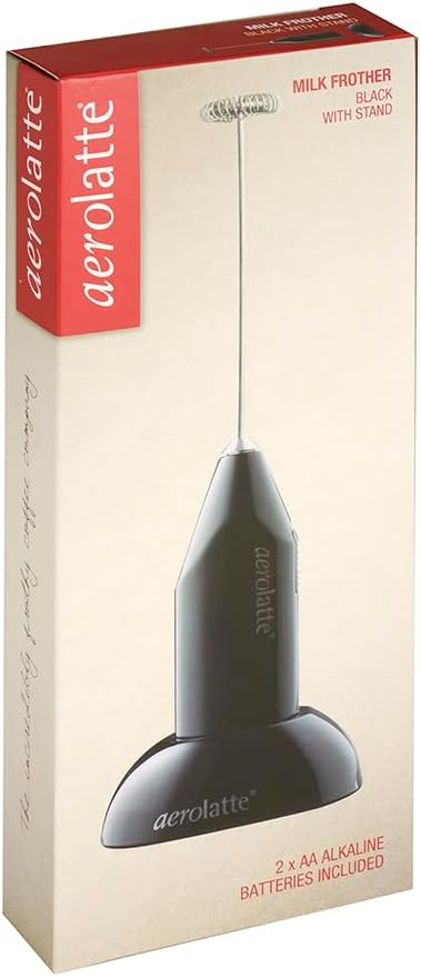 Aerolatte Milk Frother with Counter Stand, The Original Steam-Free Frother, Black