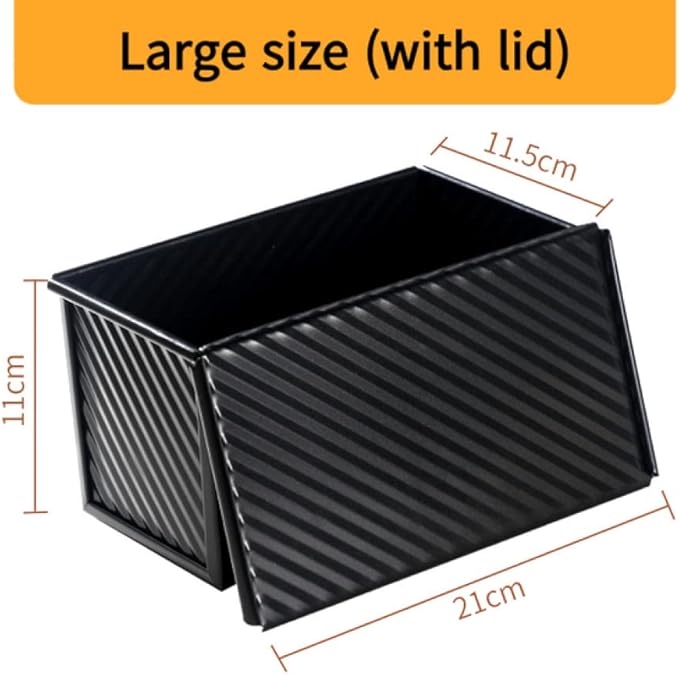 Cake Tin， Non-Stick Cake Mould, Baking ToolsBaking Mold,Cake Mould,Baking Baking Baking Pan Bread Oven Cake Mold Rectangular Toast Making Box with Lid Non Stick Skillet Pan Pans (Color : Large Black S