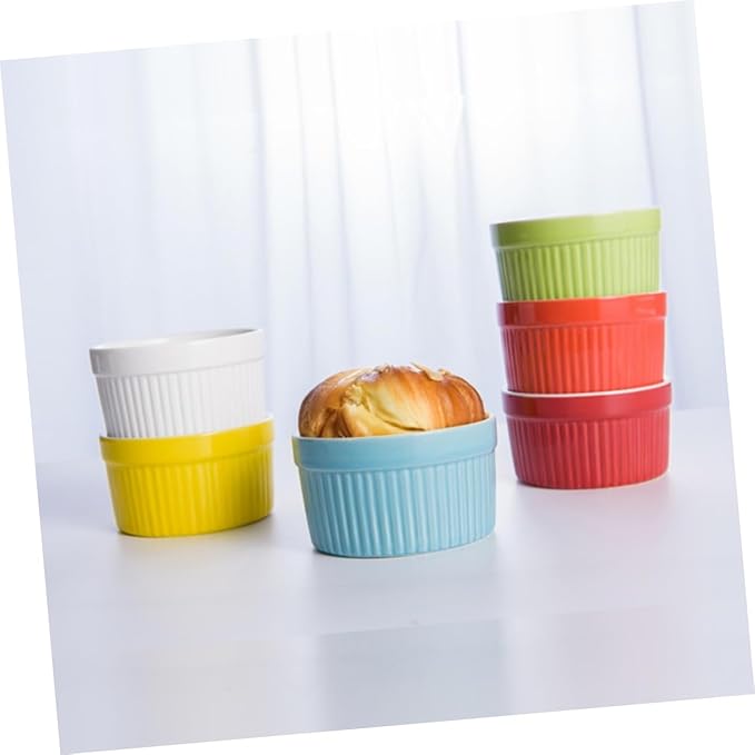 Zerodeko 8pcs Non-stick Ceramic Cake Reusable Bakeware for Diy Baking Heat Resistant Easy Demoulding for Cakes and Breads Microwave Oven Safe White