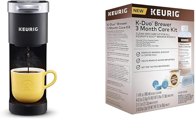 Keurig K-Mini Single Serve Coffee Maker, Black & K-Duo 3 Month Care Brewer Maintenance Kit