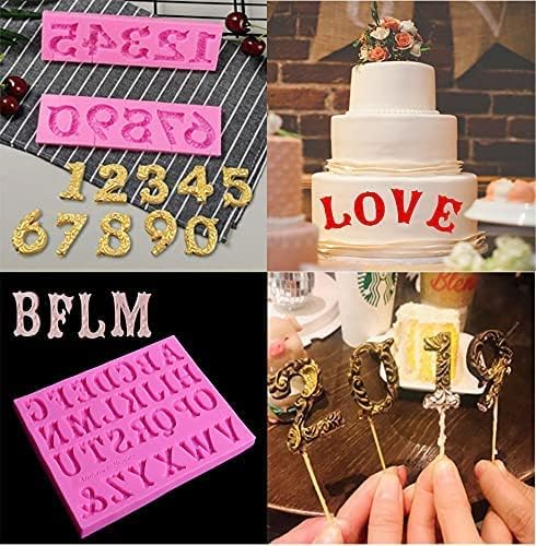 OBTANIM Silicone 3D Number 0-9 Alphabet A-Z Embossed Letter Fondant Chocolate Molds for Birthday Cake Decorating DIY Baking