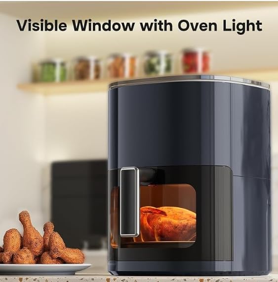 Simple Deluxe 12-in-1 Air Fryer 6.34 Qt, Digital Preset Airfryer with Visible Window, Nonstick and Dishwasher-Safe Basket, Air Fry, Roast, Bake, Dehydrate, Fries, 1700W, Gary