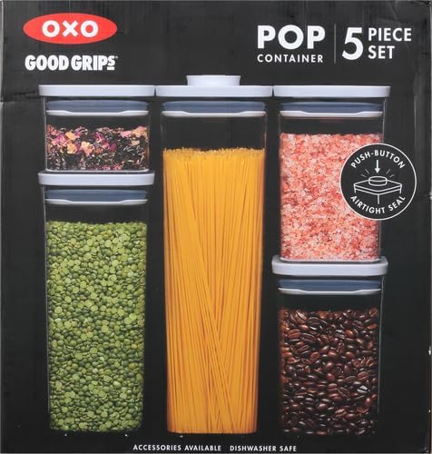 OXO Good Grips Storage Container Airtight | Stackable | For Pantry Organization | Dishwasher Safe | 5 Piece Set, Pack of 2