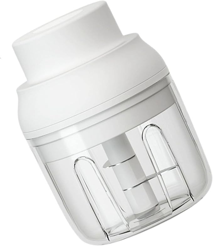 Electric Mini Garlic Chopper, USB Charging Cordless Food Processor, Mini Portable Veggie Chopper for Ginger, Chili, Fruit, Meat, Garlic Grinder Masher with 3 Blades(White)