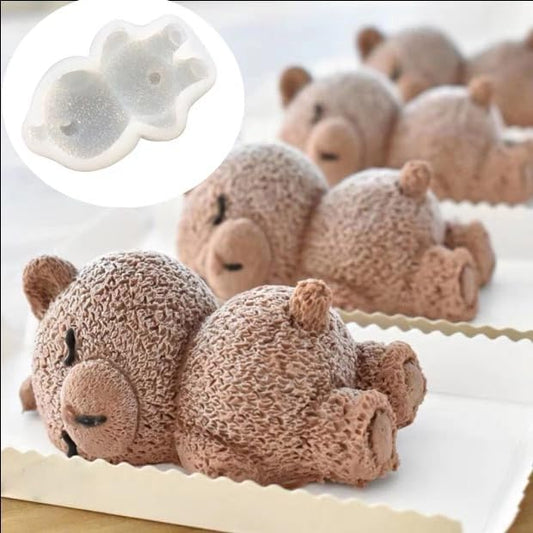 Lying Bear Fondant Mold Chocolate Molds Silicone, 3D Silicone Animal Mold for DIY Fondant, Dessert Baking, Jello, Candy, Cake Baking Decorating, Ice Cube, Soap,Resin