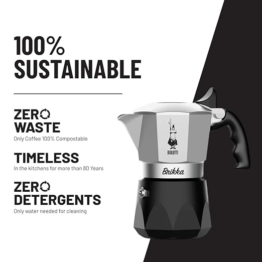 Bialetti Brikka Moka Pot - Crema-Rich Stovetop Espresso Maker, Italian Coffee Maker, 2 Espresso Shots (3.4 oz - 100 ml), Black