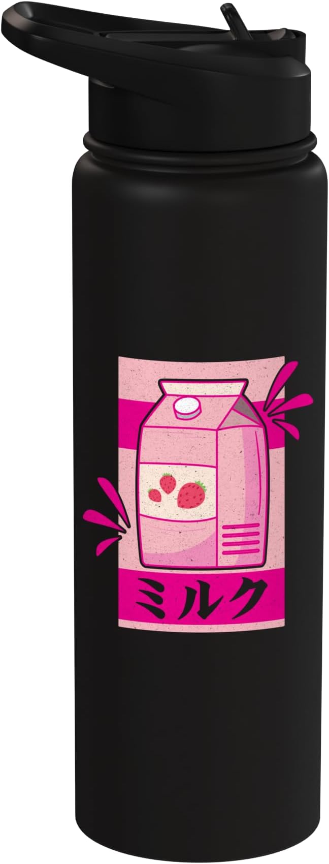 Funny Kawaii Japanese Strawberry Milk Shake Carton Milkshake Stainless Steel Insulated Water Bottle