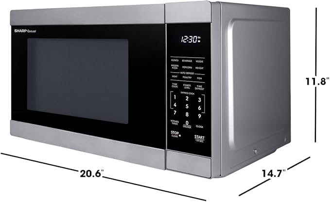 SHARP Countertop Microwave Oven with Removable 12.4" Carousel Turntable, 1000 Watt, 1.1 Cubic Feet, Stainless Steel