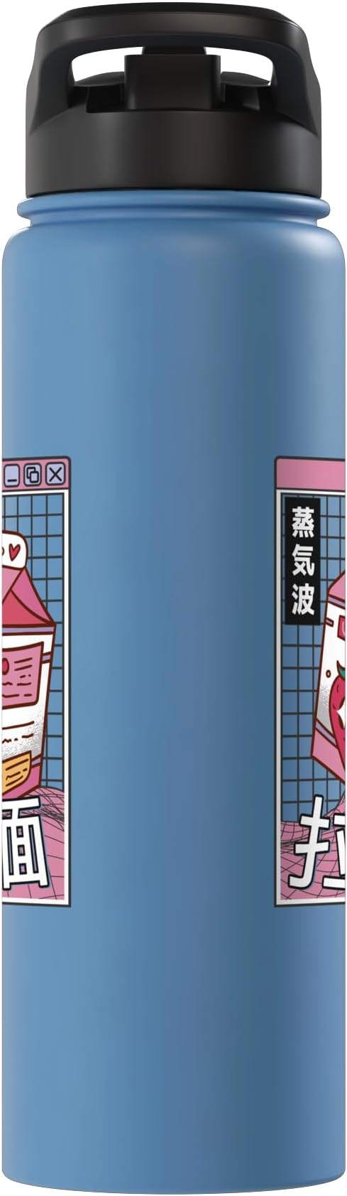 Strawberry Milk Carton Kawaii Grid Vaporwave Aesthetic Anime Stainless Steel Insulated Water Bottle