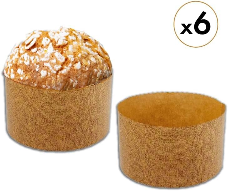 Pastry Chef's Boutique Thin Panettone Paper Pan Mold - Large 1 Kg - 6-5/8" x 4-5/16" - Pack of 6
