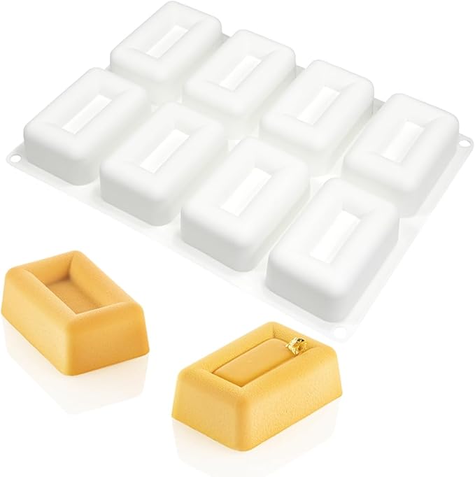 mostsom Silicone Molds Mousse Mold 3D Rectangle Shape Silicone Mold DIY Cake Mousse for Ice Cream Chocolate Pastry Art Pan Dessert Bakeware Cake Decorating Tool (E_ Big Rectangle)