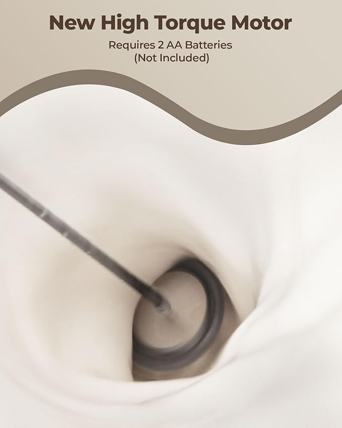 SIMPLETASTE Milk Frother Handheld Electric Foam Maker, Drink Mixer with Stainless Steel Whisk for Cappuccino, Bulletproof Coffee, Latte, Blizzard White, without Stand, Battery Operated