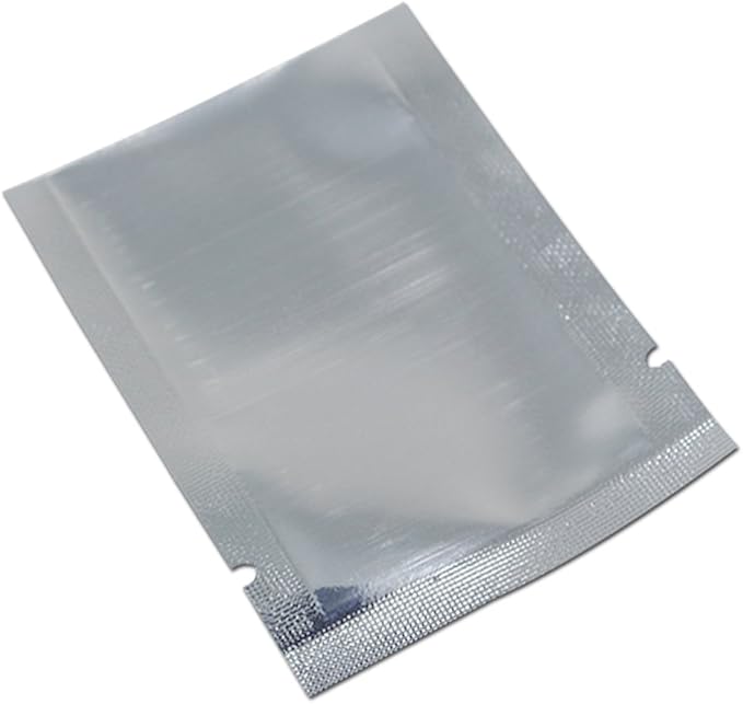 Silver Aluminum Foil Pouch Heat Seal Front Window Plastic Mini Open Top Flat Vacuum Packaging Mylar Bag Food Small Sample Mylar Storage with Tear Notch (200, 11x16cm (4.3x6.3 inch))