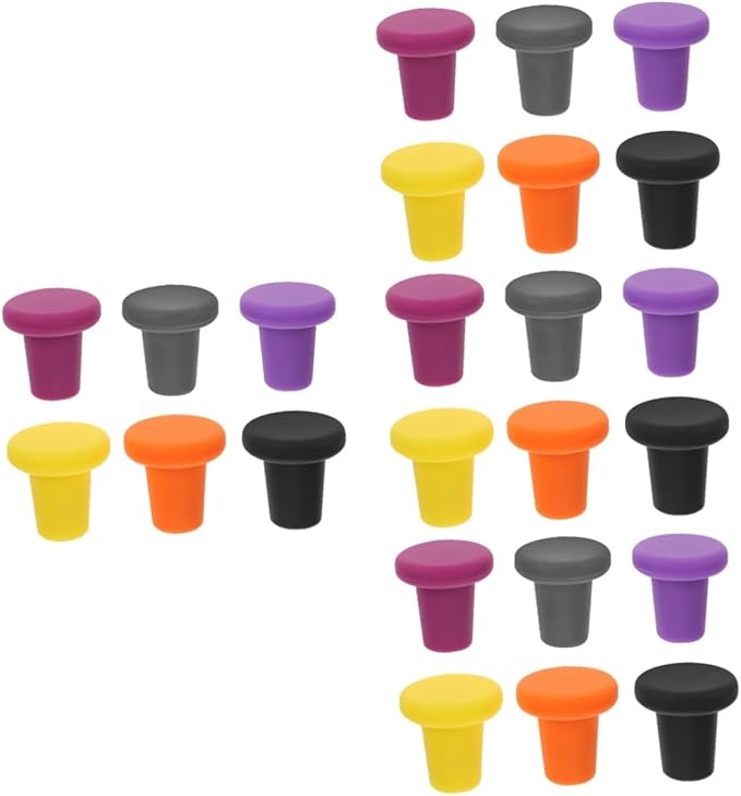 OUNONA 24pcs Silicone Wine Stoppers Airtight Seal for Wine Bottles Multi-color Silicone Beverage Sealers Prevents Leakage for Home and Bar Use