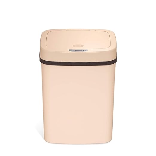 Touchless Motion Sensor Trash Can with Sealing Lid Automatic Soft Close Silent Bathroom Kitchen Office Waste Bin Narrow Rectangular ABS Hands Free Smart Home Garbage Container (Cream)