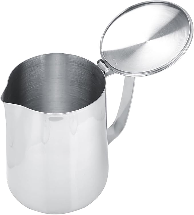 Stainless Steel Milk Frothing Pitcher with Lid for Latte Coffee Art, Small 3oz Creamer Jug, Metal Barista Set, Mini Cup for Health Gear Coffee (1500ML)