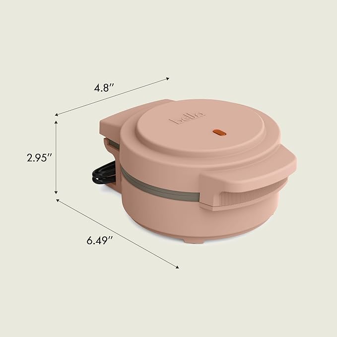 bella Snack-n-Store Mini Waffle Maker, EverGood™ Ceramic Nonstick Coating, Cord Wrap, Ready Indicator Light & Cool Touch Handles, Stackable Design & Customizable Plates, 400 Watt, Blossom