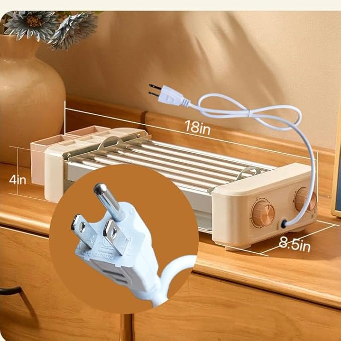 Electric Hot Dog Roller 6 Rollers,3 in 1 Indoor Grills Portable with Non-stick & Smokeless Removable Grill & BBQ Griddle Plate,Stainless Sausage Grill Cooker Machine, for Family party Use