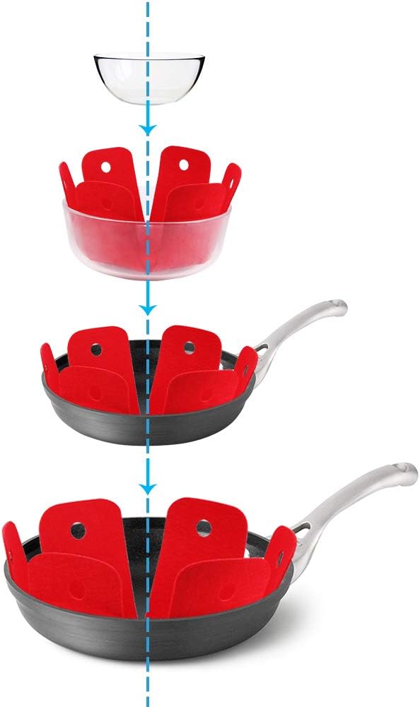 BYKITCHEN Pot Pan Protectors, Set of 12 and 4 Different Sizes, Larger & Thicker Red Pan Protector Pads, Pan Pot Separator Pads for Stacking and Protecting Your Cookware(10/12/14/16inch)