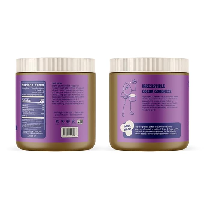 Popsmith Popcorn Chocolate Popcorn Seasoning - 17oz Jar - Chocolate Powder - Vegan and Gluten-Free - Seasoning Powder for Popcorn Made in USA