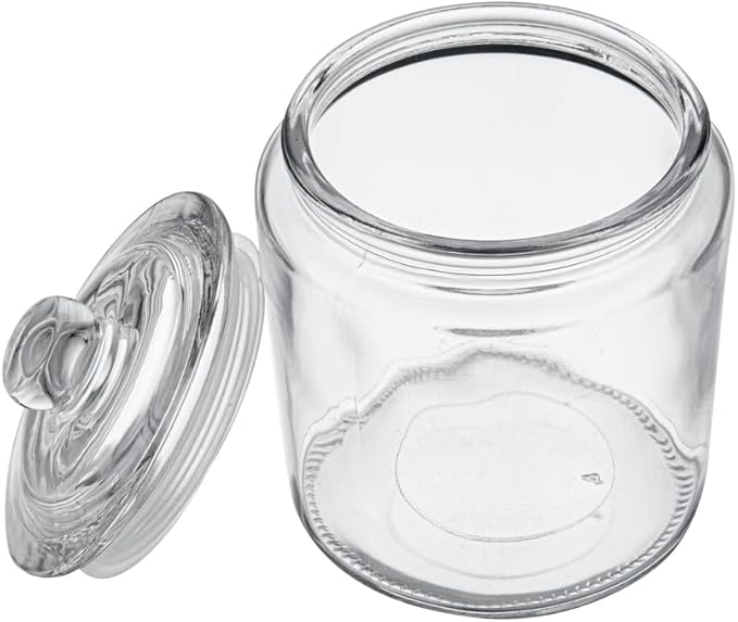 Restaurantware Vetri 0.2 Gallon Glass Storage Jar 1 Dishwashable Glass Cookie Jar - Airtight Seal Wide Opening Clear Glass Candy Jar Knob Handle Lid For Kitchen Laundry Or Storage