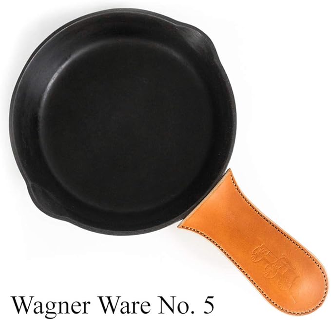 Leather Cast Iron Handle Cover - Extra Thick, Easy to Grip, Heat Resistant, Cast Iron Pot Holders - Best Skillet Handle Cover Works with Vintage Skillets, Lodge, Lancaster and More - Made in The USA