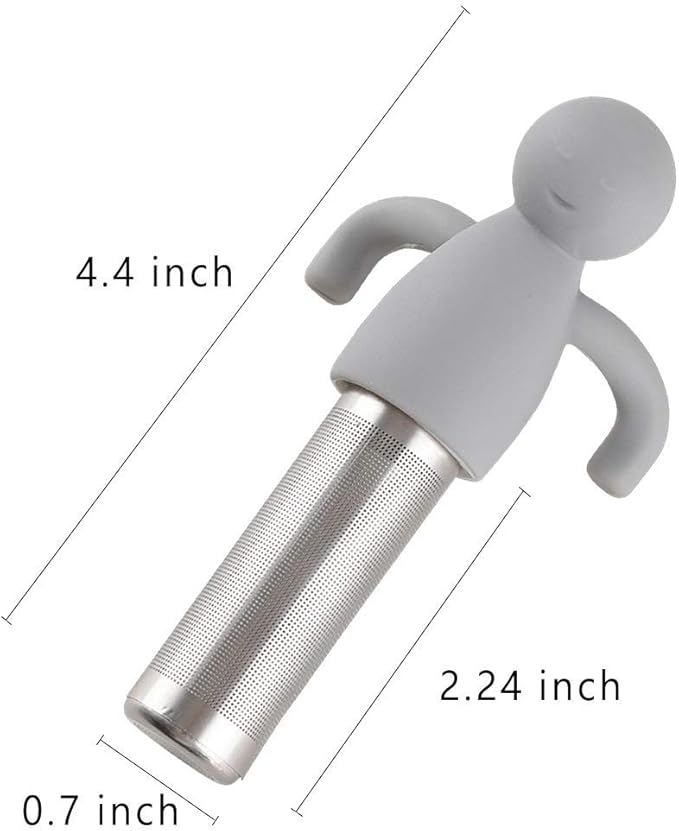 Leden Tea Infuser for Loose Leaf Tea Cute Tea Strainer Ball Stainless Steel Extra Fine Mesh Tea Steeper Filter for Cup Mug Silicone Handle Grey