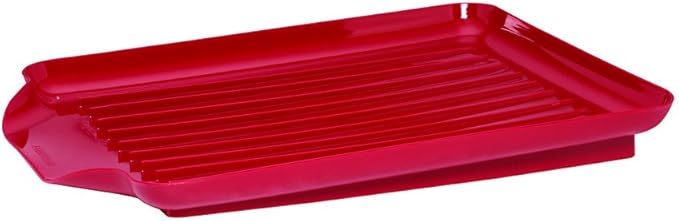 Farberware Classic Large Rust Resistant Full Dishrack with Removable 3 Compartment Flatware Caddy, Andlged Drain Board, 3-Piece, Red