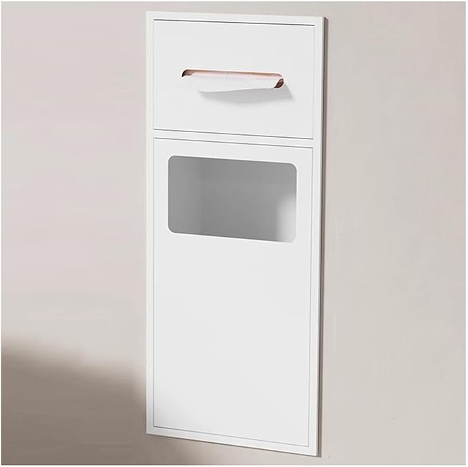 Hidden Trash Can Cabinet, Stainless Steel Recessed Bathroom Shower Niche, Waterproof Wall Niche Toilet Tissue Holder, Built-in Trash Can Alcove Toiletries Storage Rack