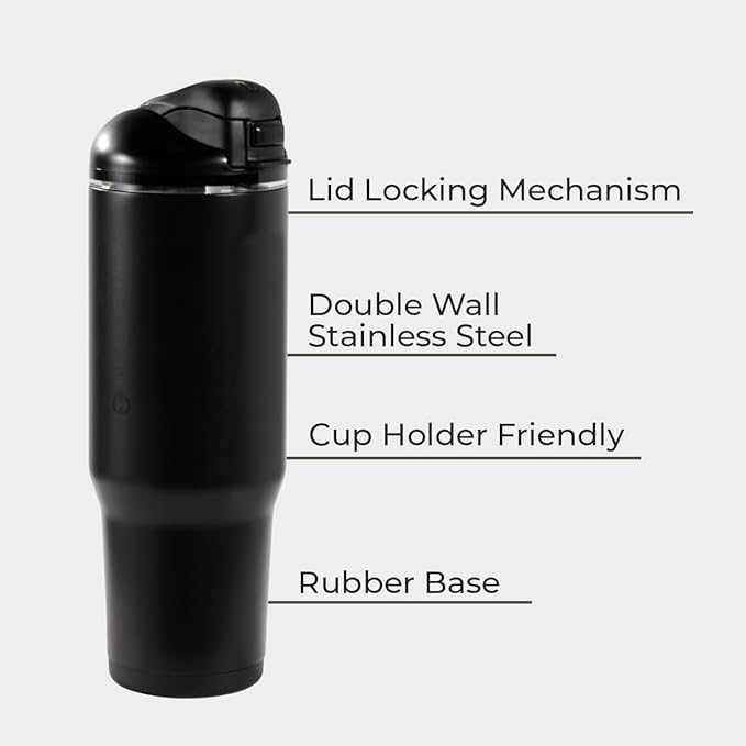 HydroJug Ease2o Water Bottle with Straw & Chug Lid, Stainless Steel, Vented Cap to Help Reduce Pressure, Water-Level Window, Cup Holder Friendly, Non-Slip Base – 40oz, Black