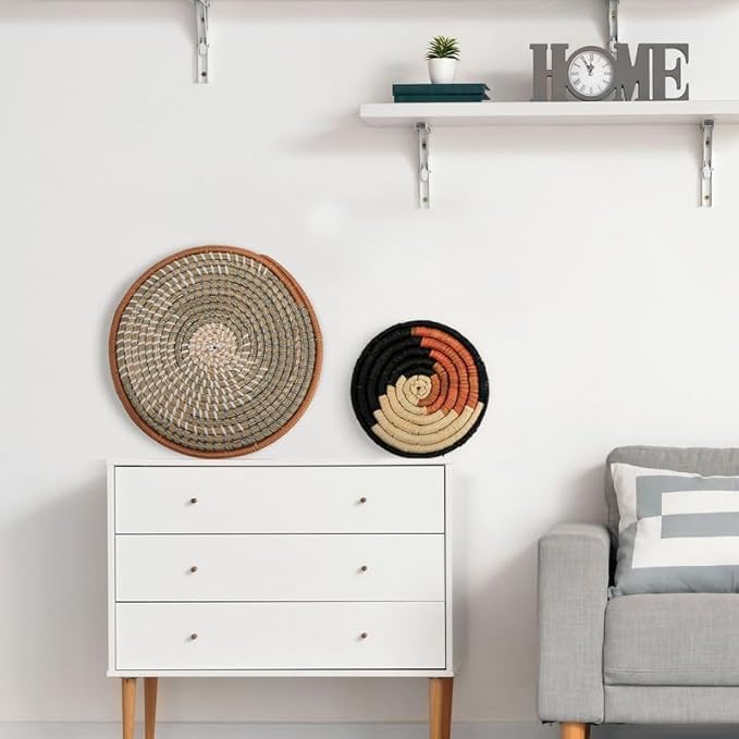 Tatuo 11 Pcs Boho Wall Basket Decor Bulrush Woven Wall Hanging Art Round Farmhouse Rustic Handmade Wicker for Summer Home, Bedroom, Living Room, Kitchen Decorations, Multi Sizes(Classic)