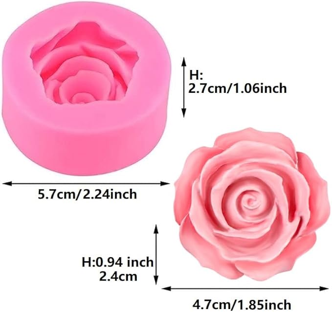 Rose Flower Silicone Molds,2pcs Roses Flowers Fondant Molds Polymer Clay Mould Candy Chocolate Molds for Cupcake Cake Pop Puck Decoration DIY Crafts