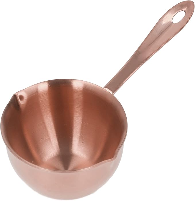 Stainless Steel Butter Warmer, Saucepan Chocolate Milk Butter Melting Pot Small Sauce Pan with Pour Spouts Cooking Pot for Hot Oil Soup Coffee Tea Warming (Pink Gold)