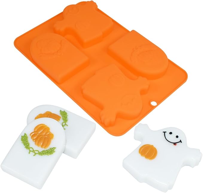 Halloween Ghost Silicone Molds, Non-Stick Baking Mold for Making Jelly, Chocolate and Cake (B_ Ghost)