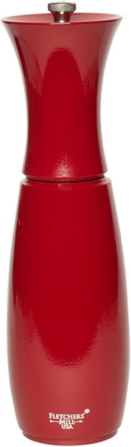 Fletchers' Mill Border Grill Pepper Mill, Cinnabar - 8 Inch, Adjustable Coarseness Fine to Coarse, MADE IN U.S.A.