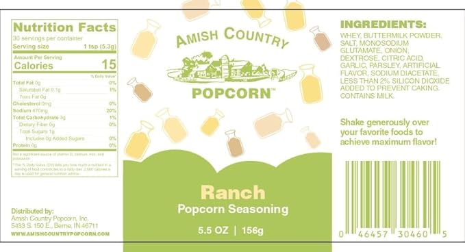 Amish Country Popcorn | Ranch Popcorn Seasoning - 5.5 Ounces | Old Fashioned, Non-GMO