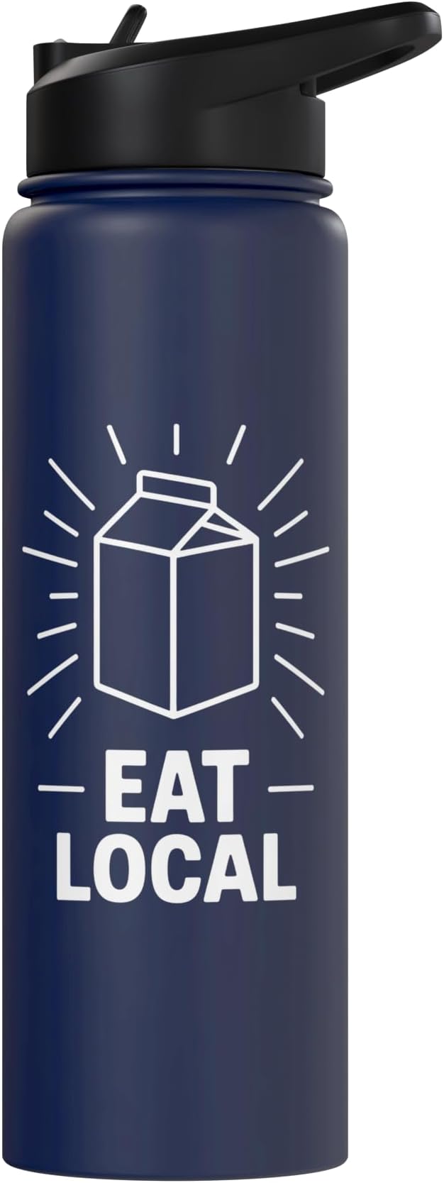 Funny Eat Local Milk Carton Minimalist Saying Stainless Steel Insulated Water Bottle