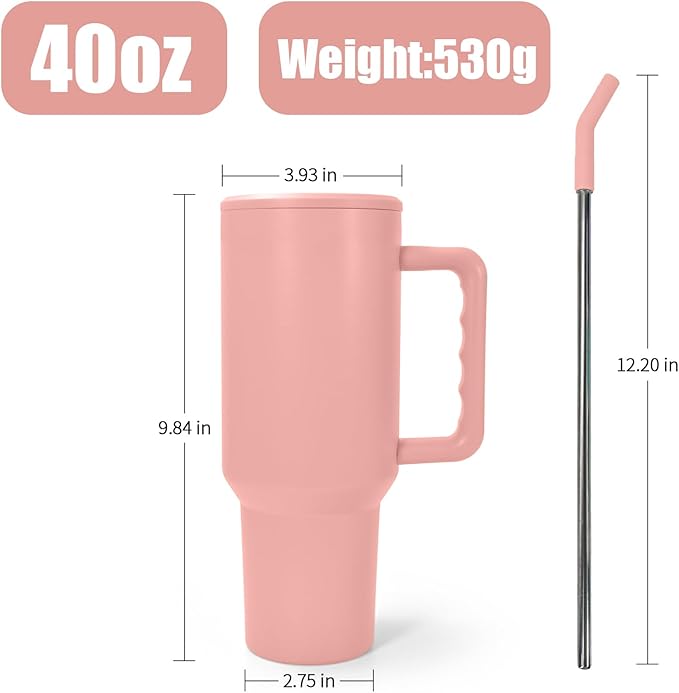 AGH 40 oz Sublimation Tumbler with Handle 20-Pack Stainless Steel Insulated Tumblers Blanks Water Bottle Travel Cups Matte 5 Colors
