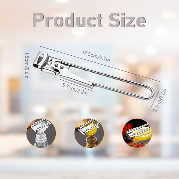 Adjustable Multifunctional Stainless Steel Can Opener, 2026 New Stainless Steel Can Opener Bottle Jar Lid Gripper Household Kitchen Tool, Manual Jar Bottle Opener Kitchen Accessories (1 PC)