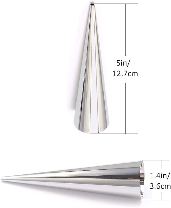 Joyeee 20Pcs Large Conical Cream Horn Molds, Stainless Steel, 5-inch