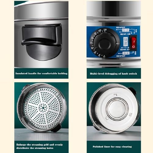 3-Tier Stainless Steel Electric Food Steamer - Automatic Temperature Control for Healthy Cooking, Ideal for Breakfast & Meal Prep, Fast & Efficient Steam Cooking