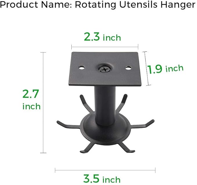 2 Pcs Under Cabinet Metal Utensil Hanger with 6 Rotatable Claws, Top and Wall Mounted Kitchen Lazy Susan for Utensils Rack Hooks Holder