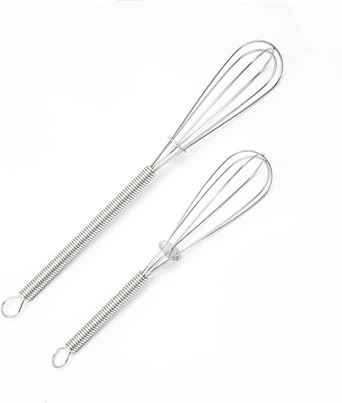 4 Pack Mini Wire Kitchen Whisks Small Egg Whisk Gravy Sauce Mini Whisk Silver-Each of 2PCS 5 Inches and 7 Inches
