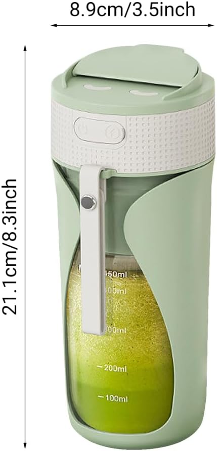 Portable Blender Cup, Personal Rechargeable Juicing Tool with Straw & 6 Blades, Mini Multi-Function Fruit Mixer for Home, Sport, Office