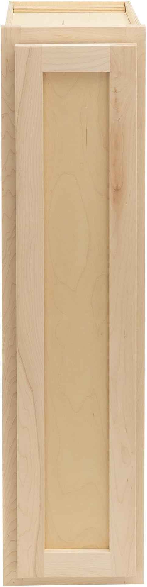 Quicklock RTA (Ready-to-Assemble) 42" Tall Wall Kitchen Cabinets - Shaker Style | 100% Hardwood | Made in America | Soft Close Hardware (Raw Maple, 12" D x 9" W x 42" H)