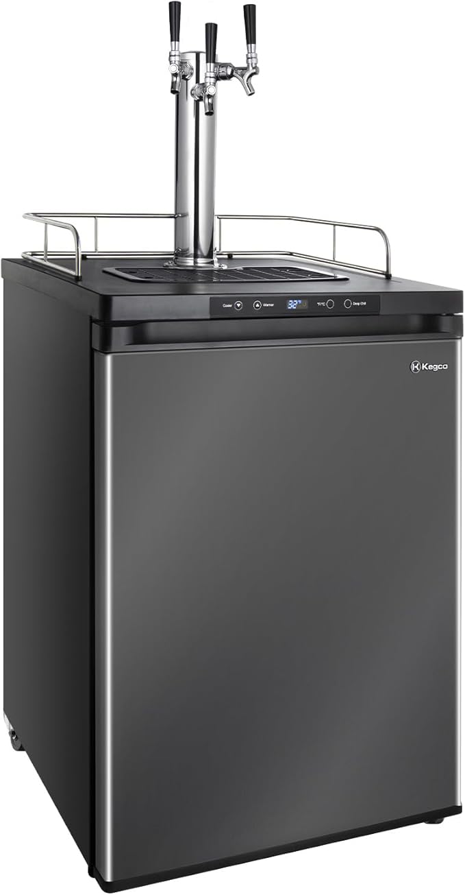 Kegco HBK309X-3 Keg Dispenser, 3 faucet without kegs Black Stainless Steel