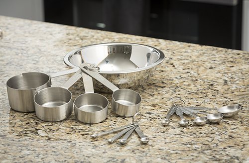 TableCraft Bakers Dozen Measuring Set Includes Measuring Spoons, Measuring Cups and Spice Spoons Silver