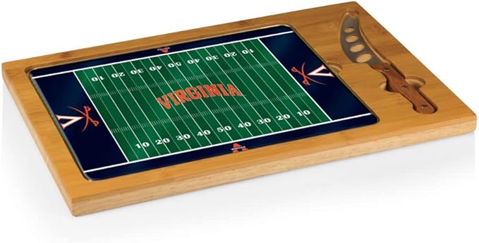 PICNIC TIME NCAA Icon Glass Top Cutting Board & Knife Set, Cheese Boards Charcuterie Boards, Serving Platter, (Parawood & Bamboo)