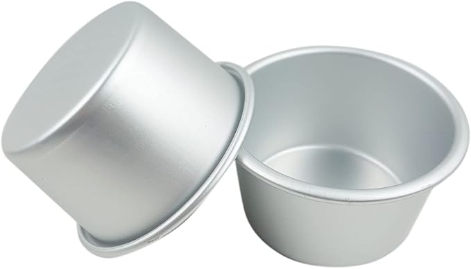 6 Packs Popover Pan， Large Individual Muffin Mold, Aluminium Pudding Cup, Chocolate Molten Mould, Raspberry Souffle Baking Maker, Brownie Tumbler -for Pie, Egg Tart, Cake (Size 3.4"x 2")